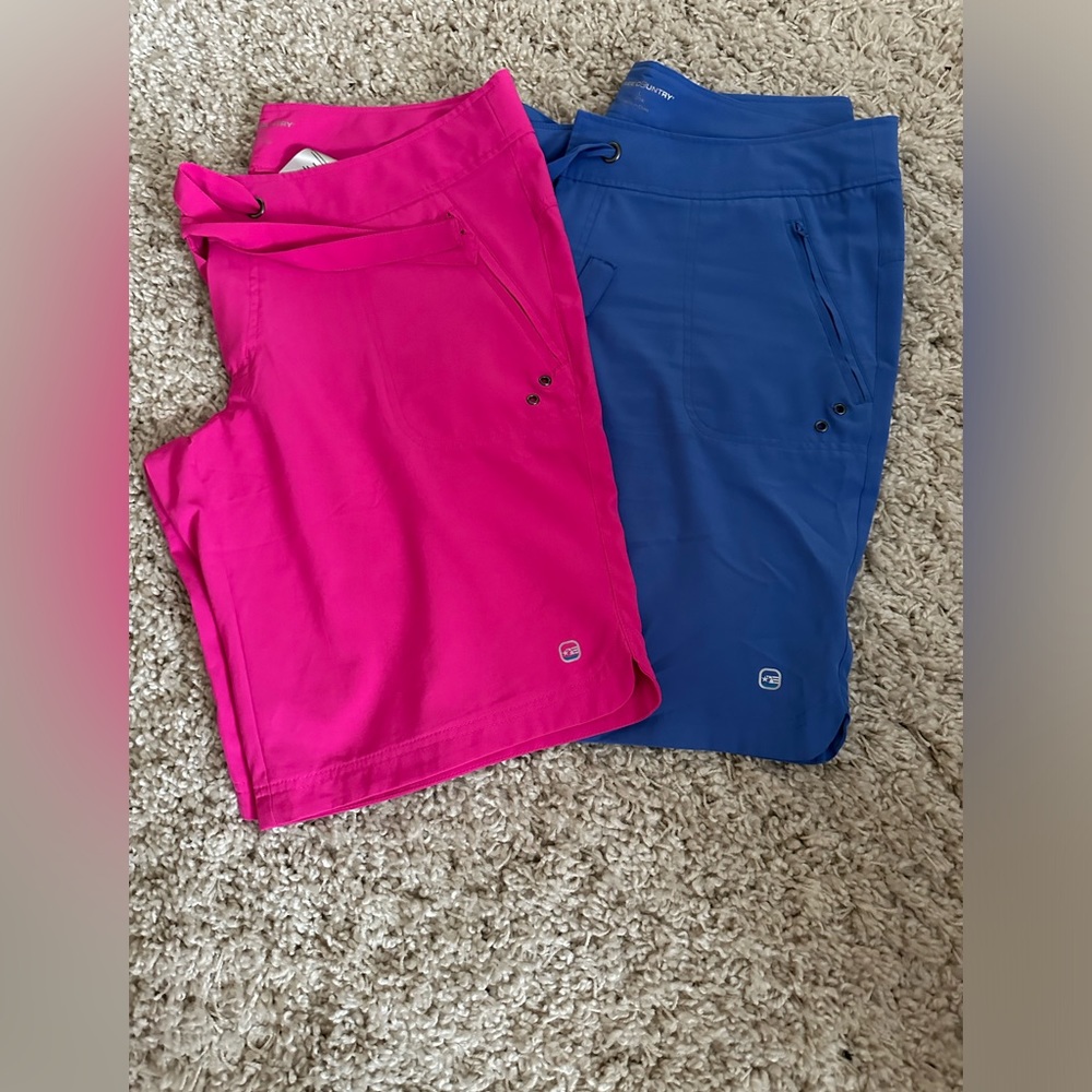 Free Country Athletic (Bermuda) Shorts - 2 Pair - Women / Color Blue and Pink